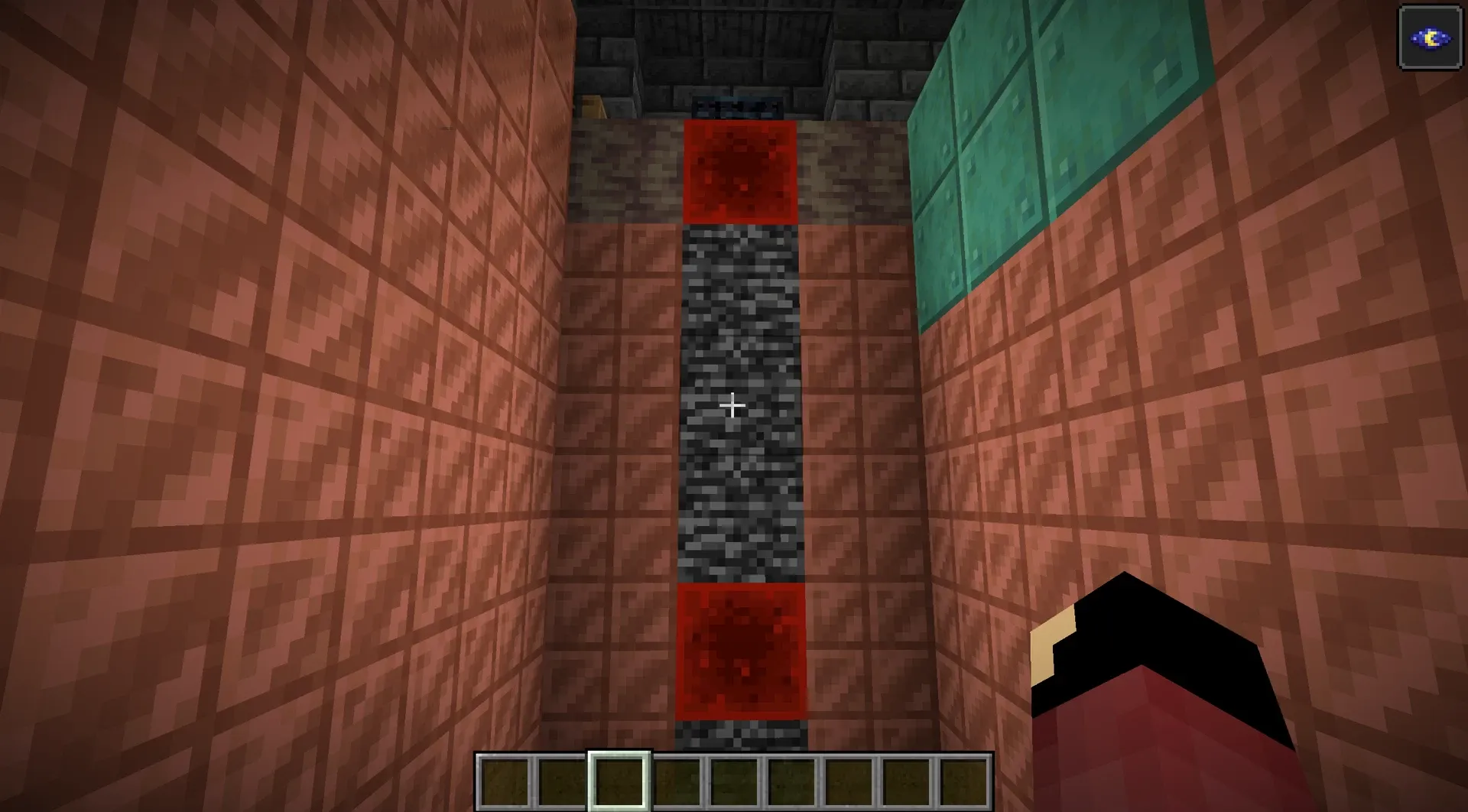 Redstone blocks under some of the spawners