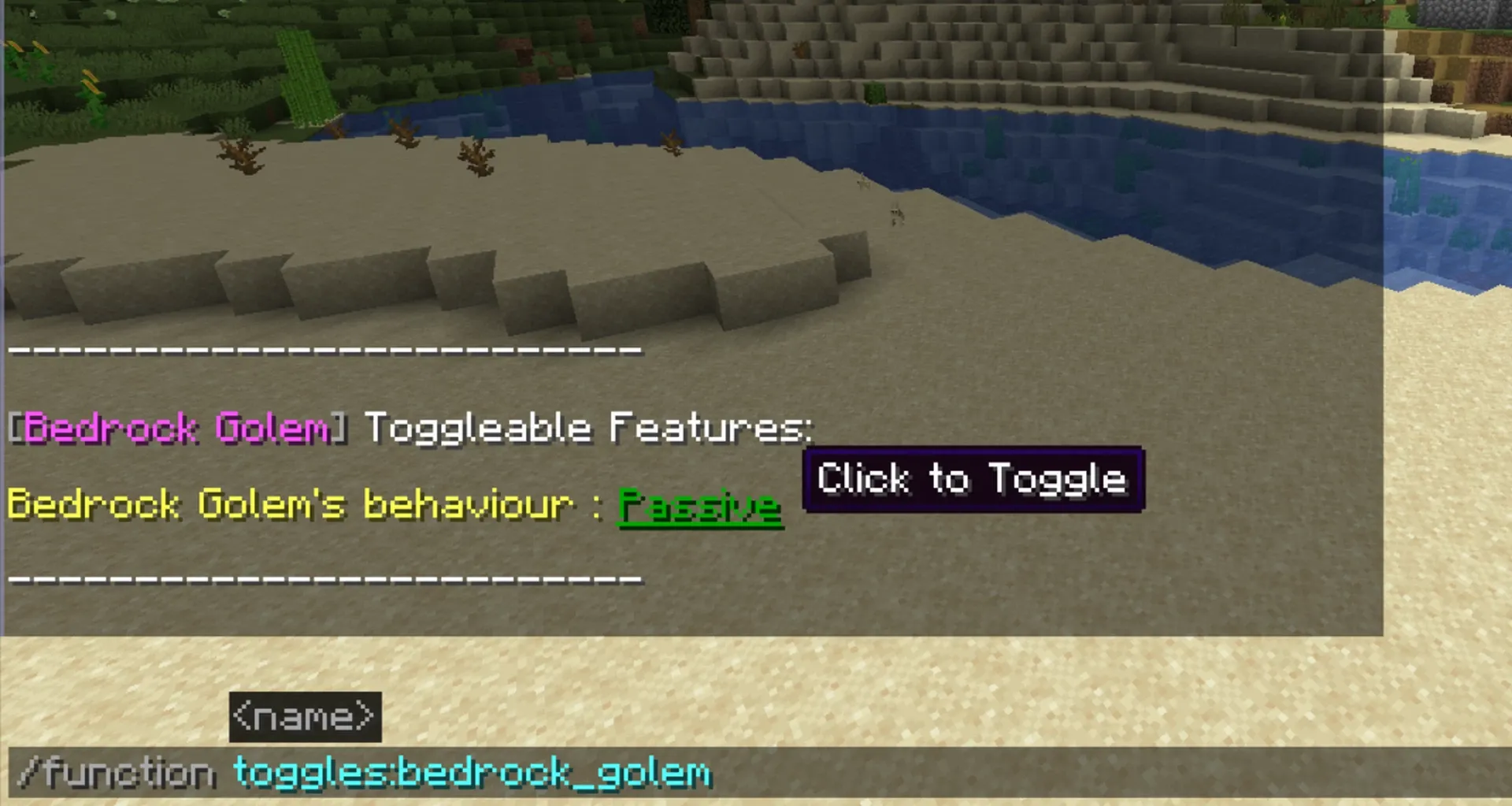 Here, you can set bedrock golem's behaviour.