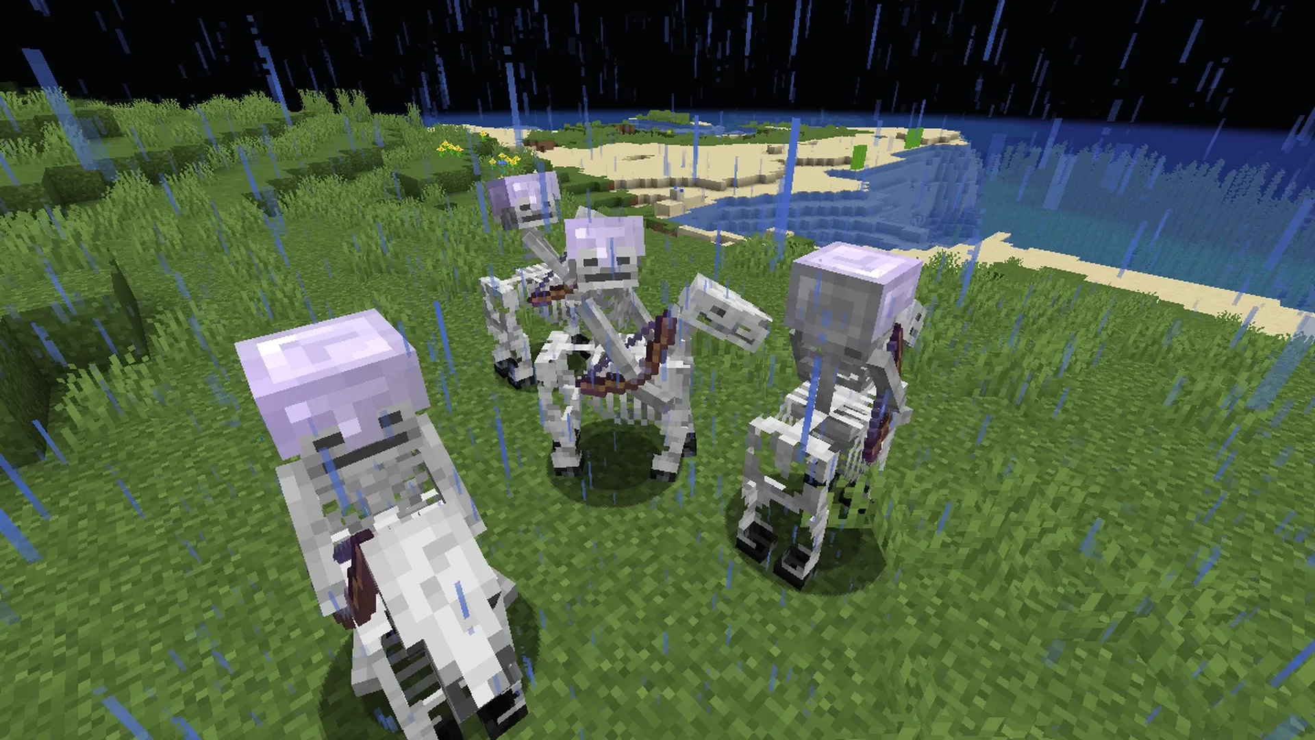 That horse turned out to be a skeleton horse trap and it spawned 4 horsemen. It may spawn upto 6 horsemen.