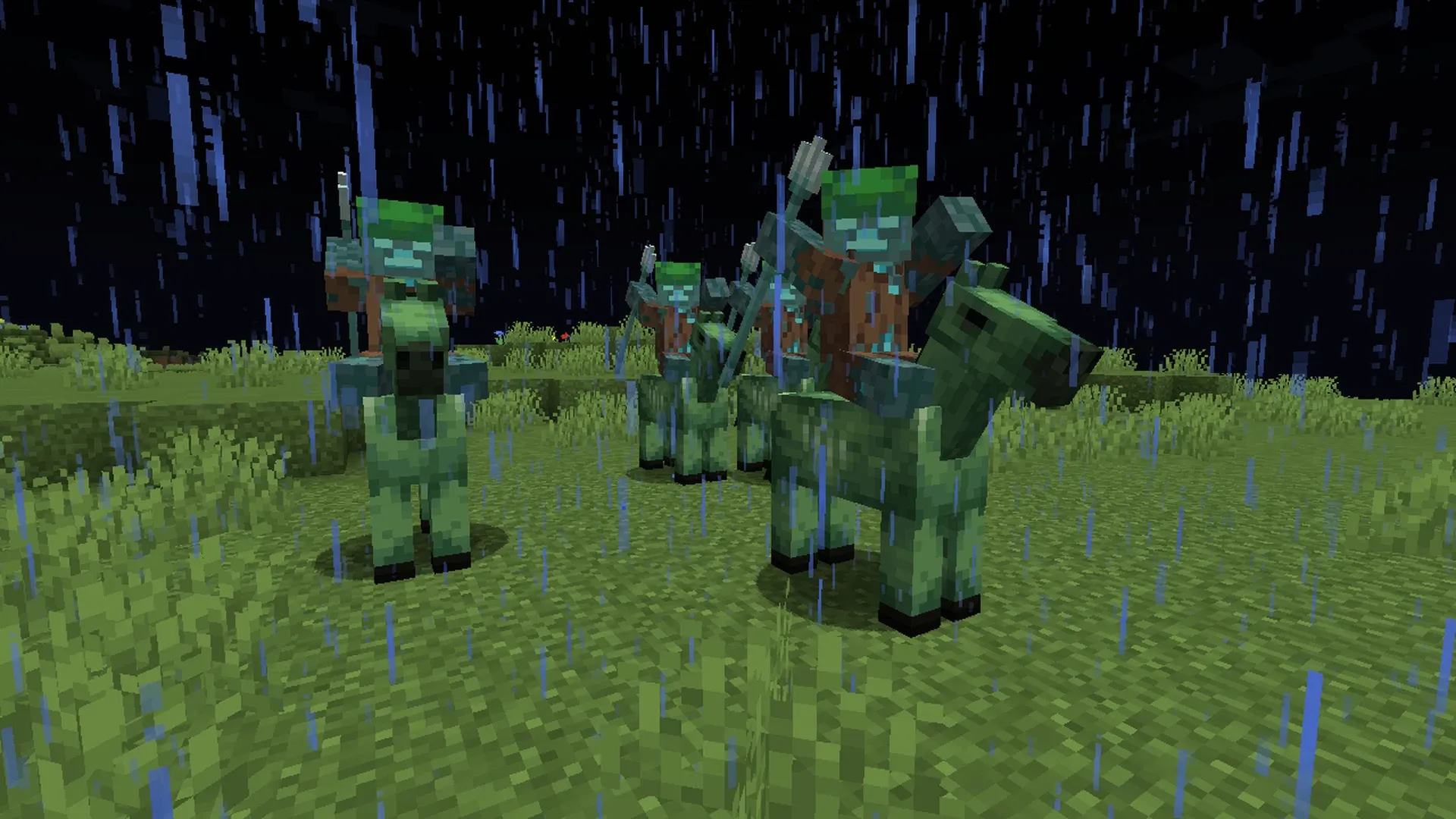 Added new horsemen. They are called as Zombie Horsemen, they are drowned mobs and throw tridents at you to kill you.