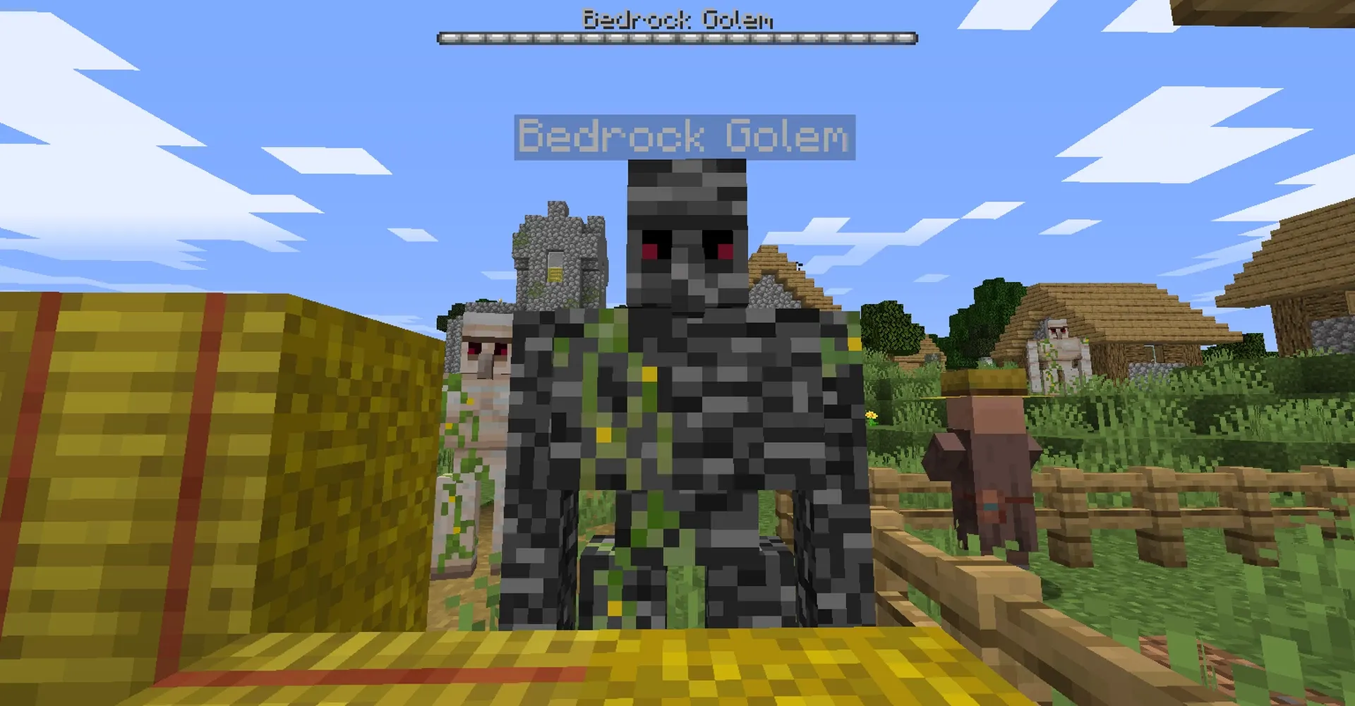 Bedrock Golem does not naturally spawn, you have to use commands listed in the description.